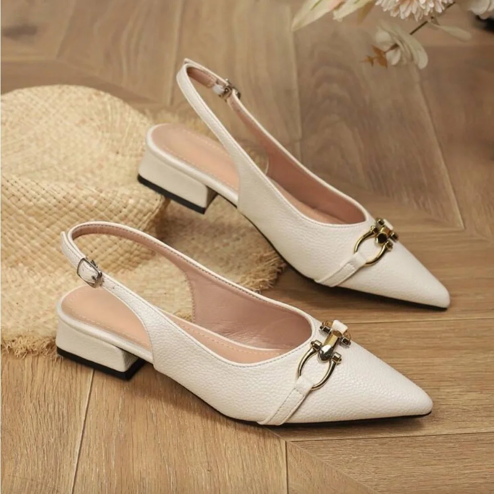 Elegant White Slingback Heels - Picture 2 of 4